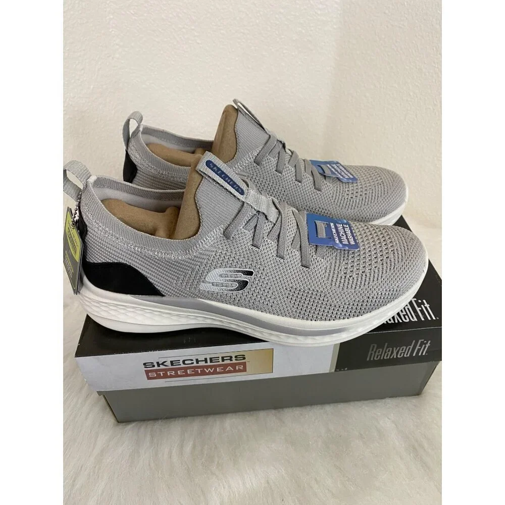 Skechers Mens Vegan Slade-Gatlin Gray Relaxed Fit Sneakers Machine Washable